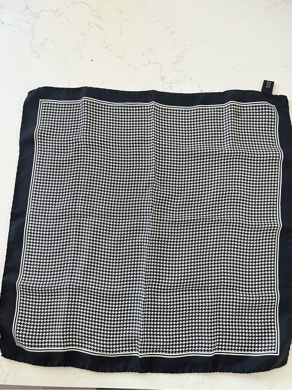 Barneys New York Black & White Houndstooth Pocket Square